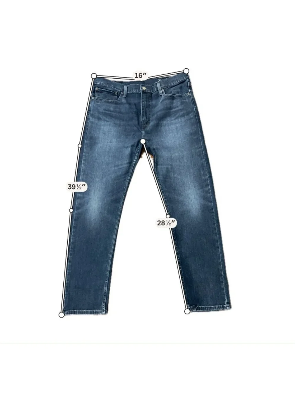 Levis 502 38x32 Mens Taper Fit Jeans Dark Wash Stretch Denim Retro Timeless Styl